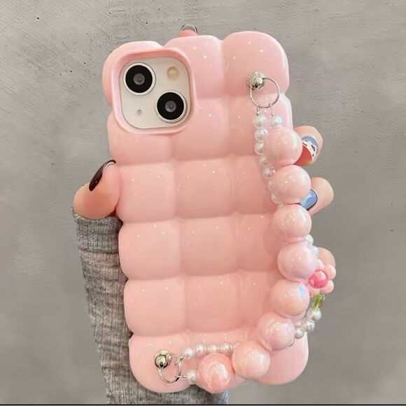 Luxury Pearl Bracelet Chain 3D Ice Lattice Case For iPhone - Picture 1 of 6